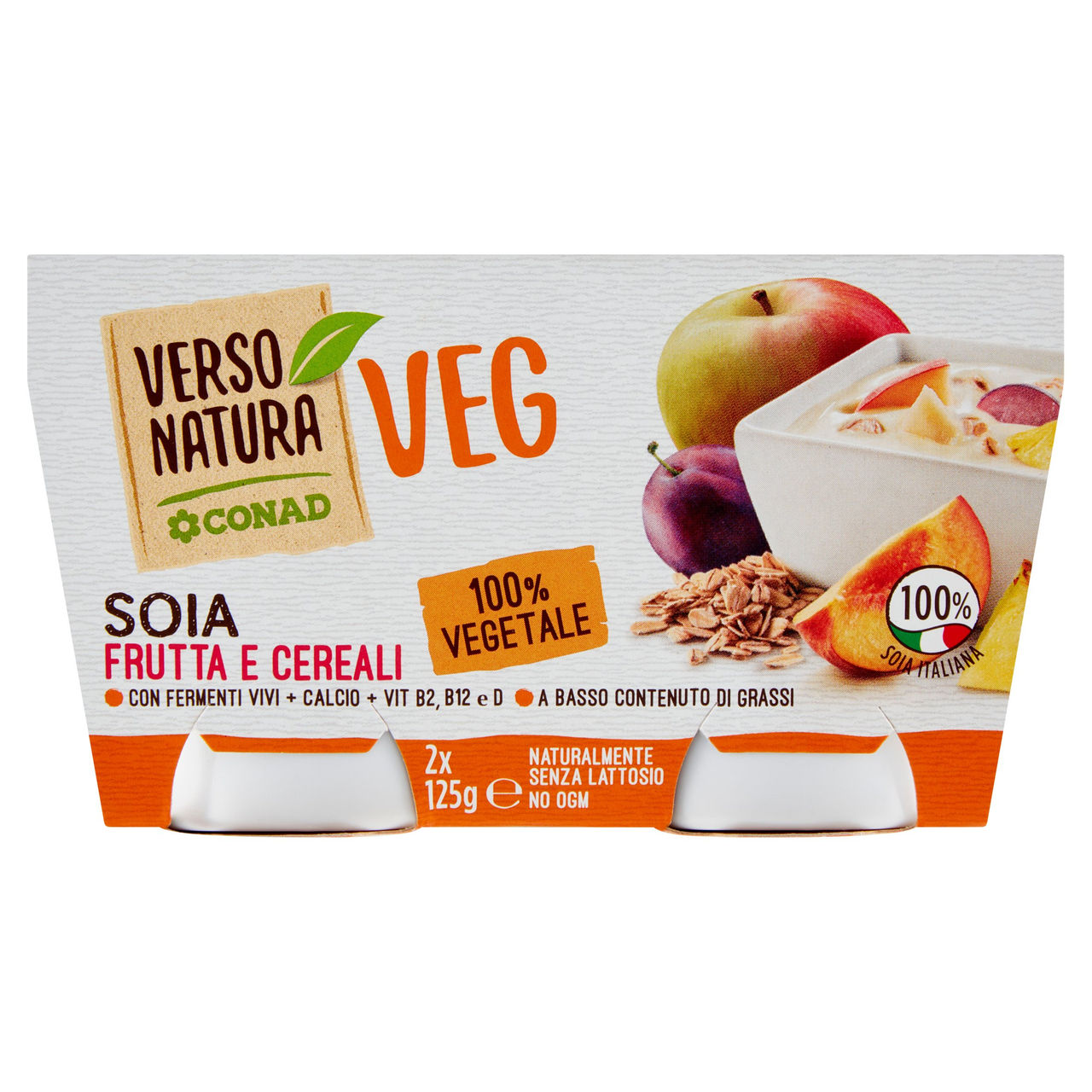 Yogurt Veg Soia Frutta e Cereali 2x125 g Conad