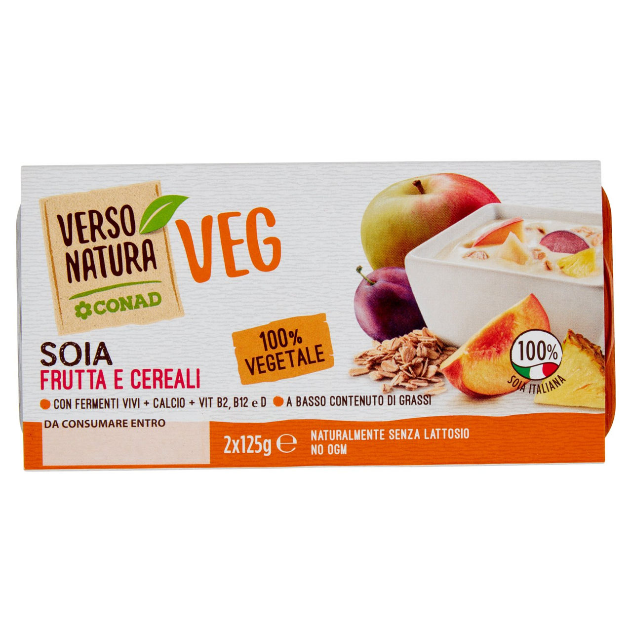 Yogurt Veg Soia Frutta e Cereali 2x125 g Conad