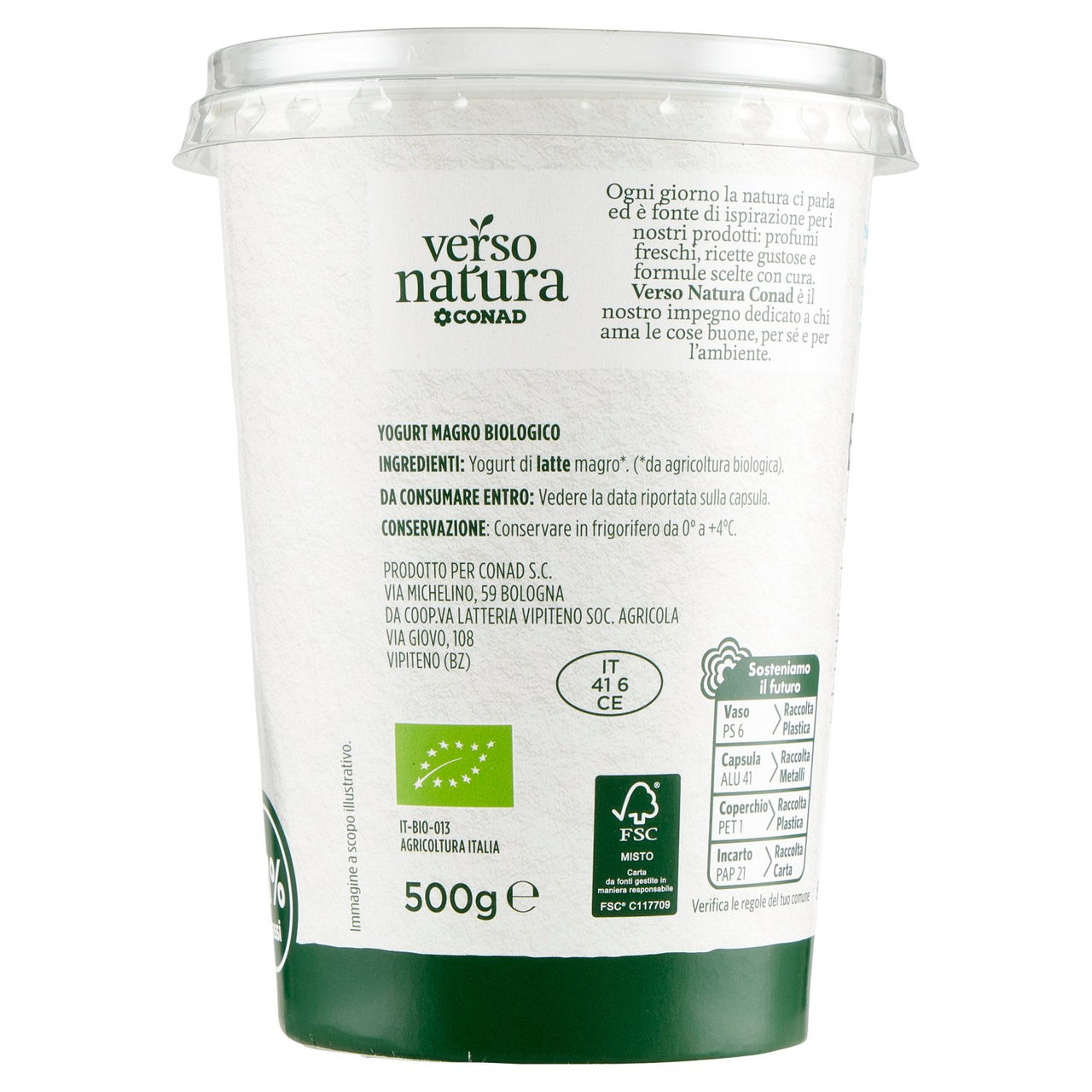 Yogurt Bianco Magro Biologico g 500 Conad