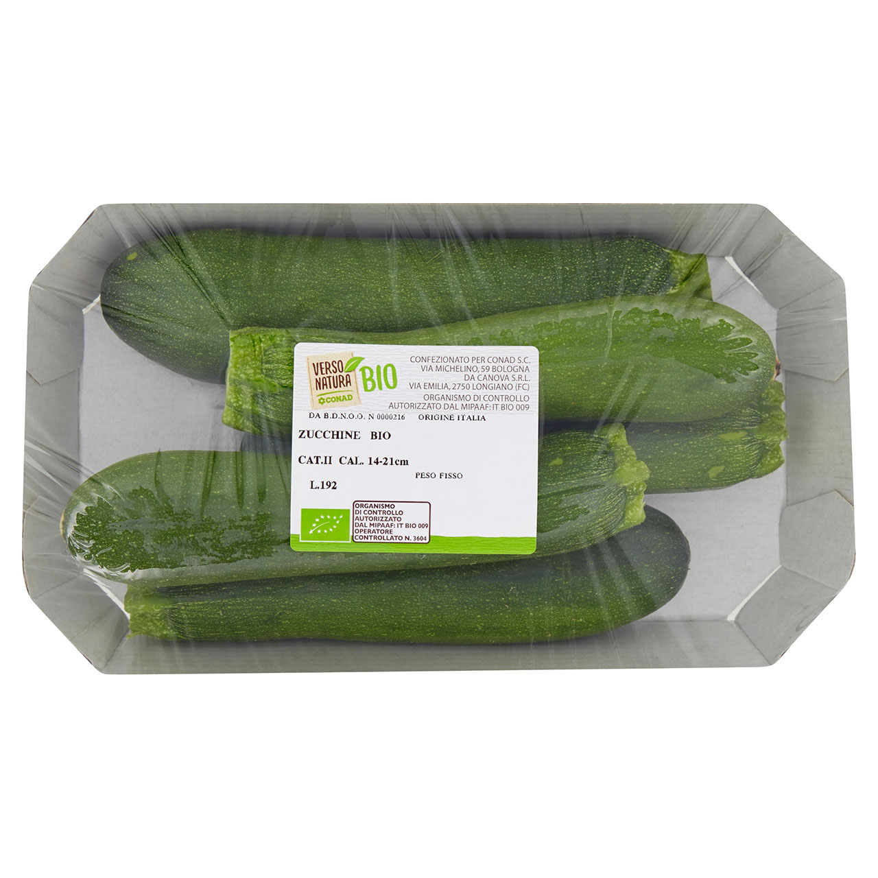 CONAD VERSO NATURA Zucchine biologiche Italia Cal. 14-21 cm 0,700 kg