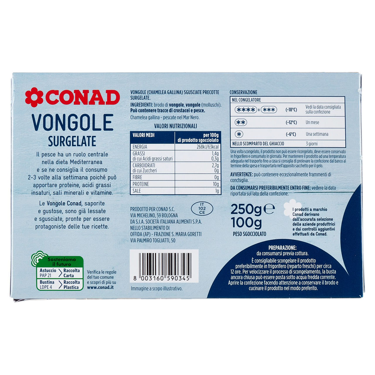 Vongole Surgelate 250 g Conad