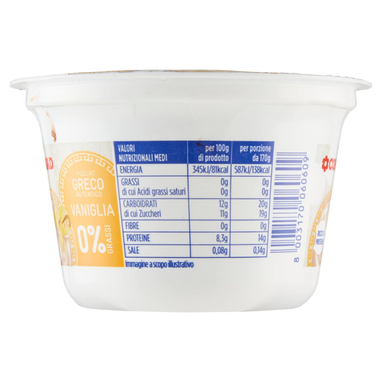 Yogurt Greco Autentico Vaniglia 0 Grassi 170 g Conad