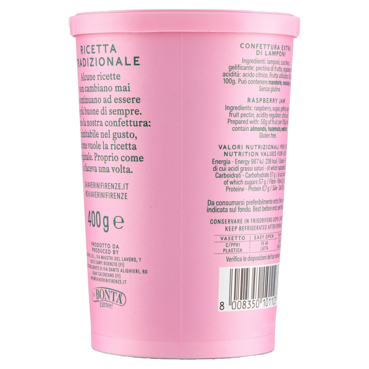 Confettura Chiaverini lampone 400 gr