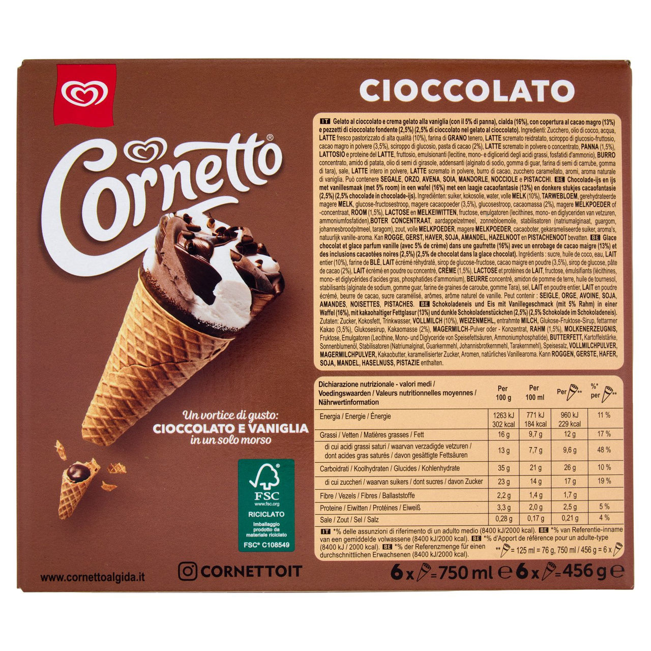 Cornetto Cioccolato 6 x 76 g
