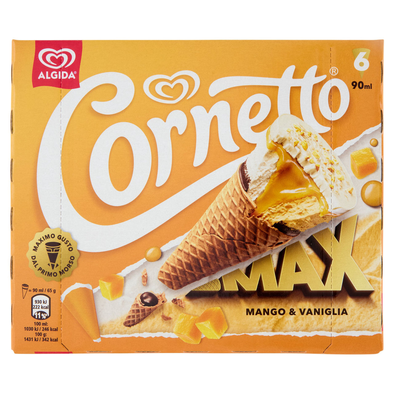 Cornetto Max Mango & Vaniglia 6 x 65 g