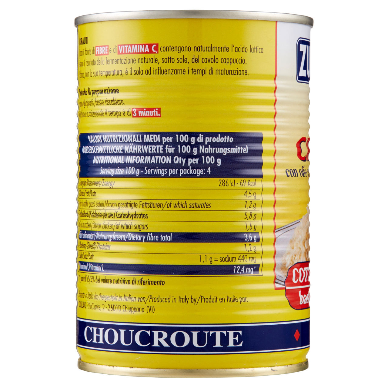 Crauti Zuccato con olio extra vergine di oliva 385 g