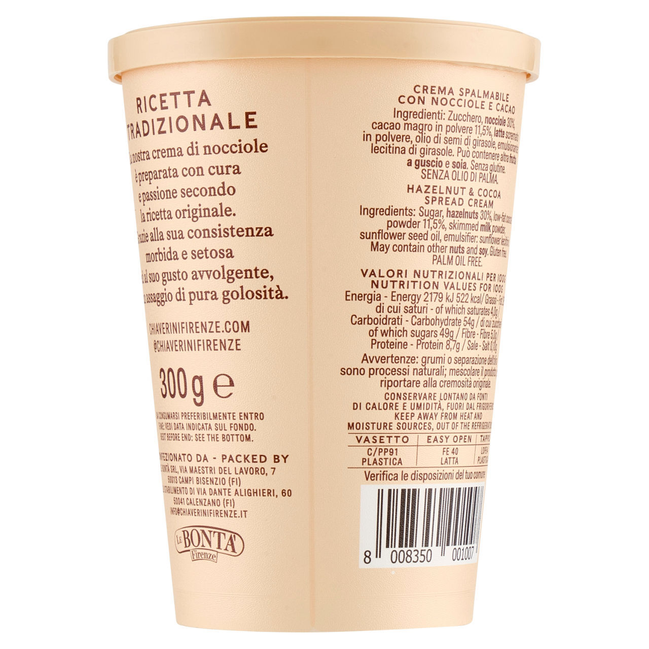 Crema nocciole e cacao Chiaverini  300 g