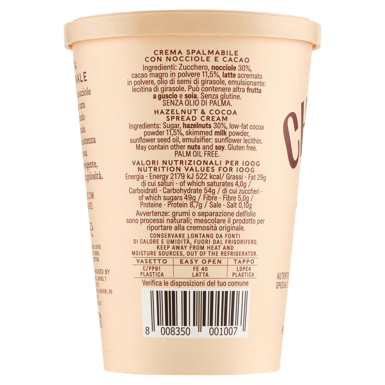 Crema nocciole e cacao Chiaverini  300 g