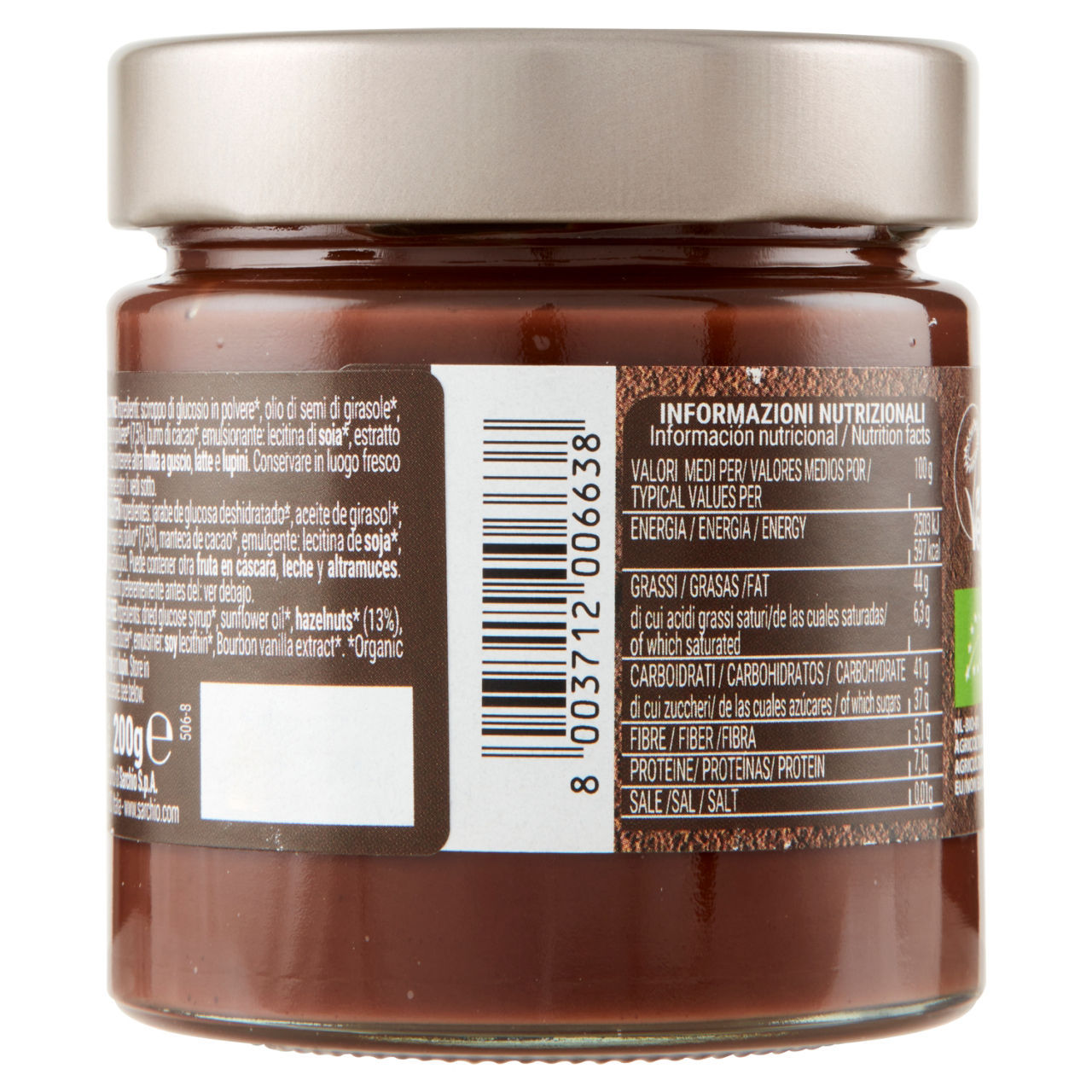 Crema Sarchio bio cacao e nocciole senza glutine 200g