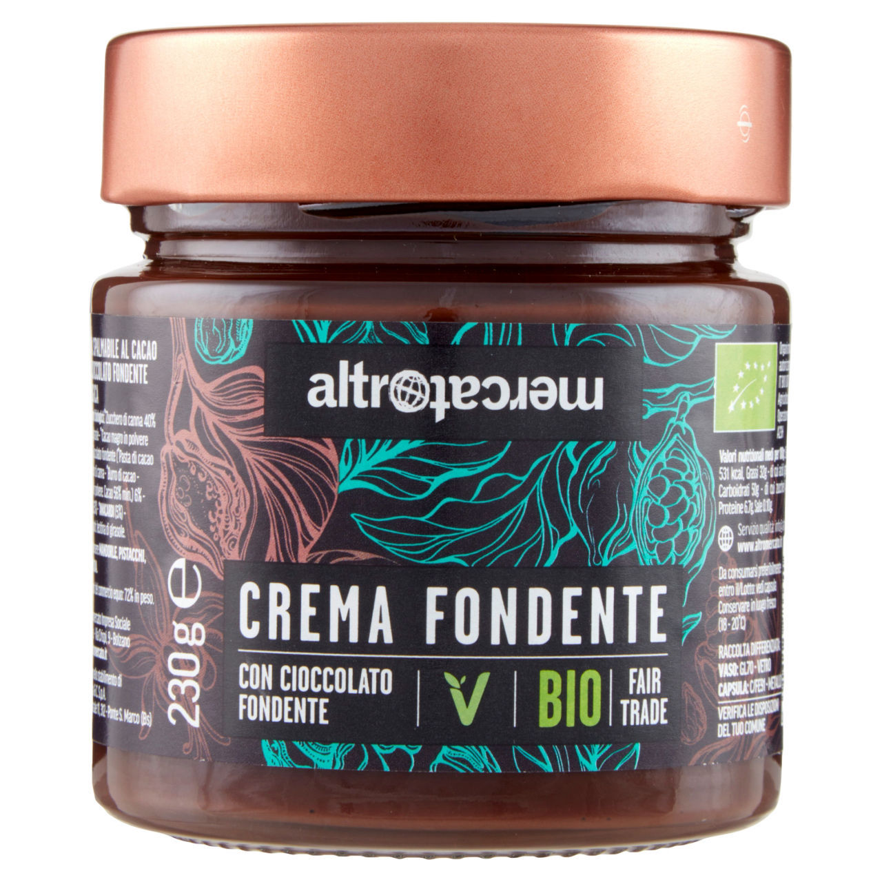 Crema spalmabile bio Altro mercato fondente con nocciole e anacardi 230g