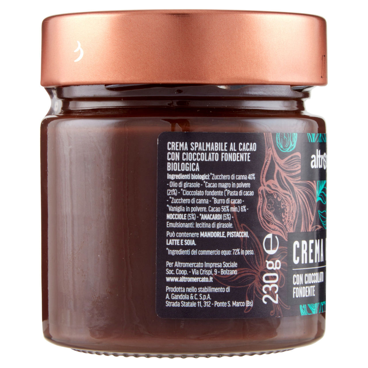 Crema spalmabile bio Altro mercato fondente con nocciole e anacardi 230g