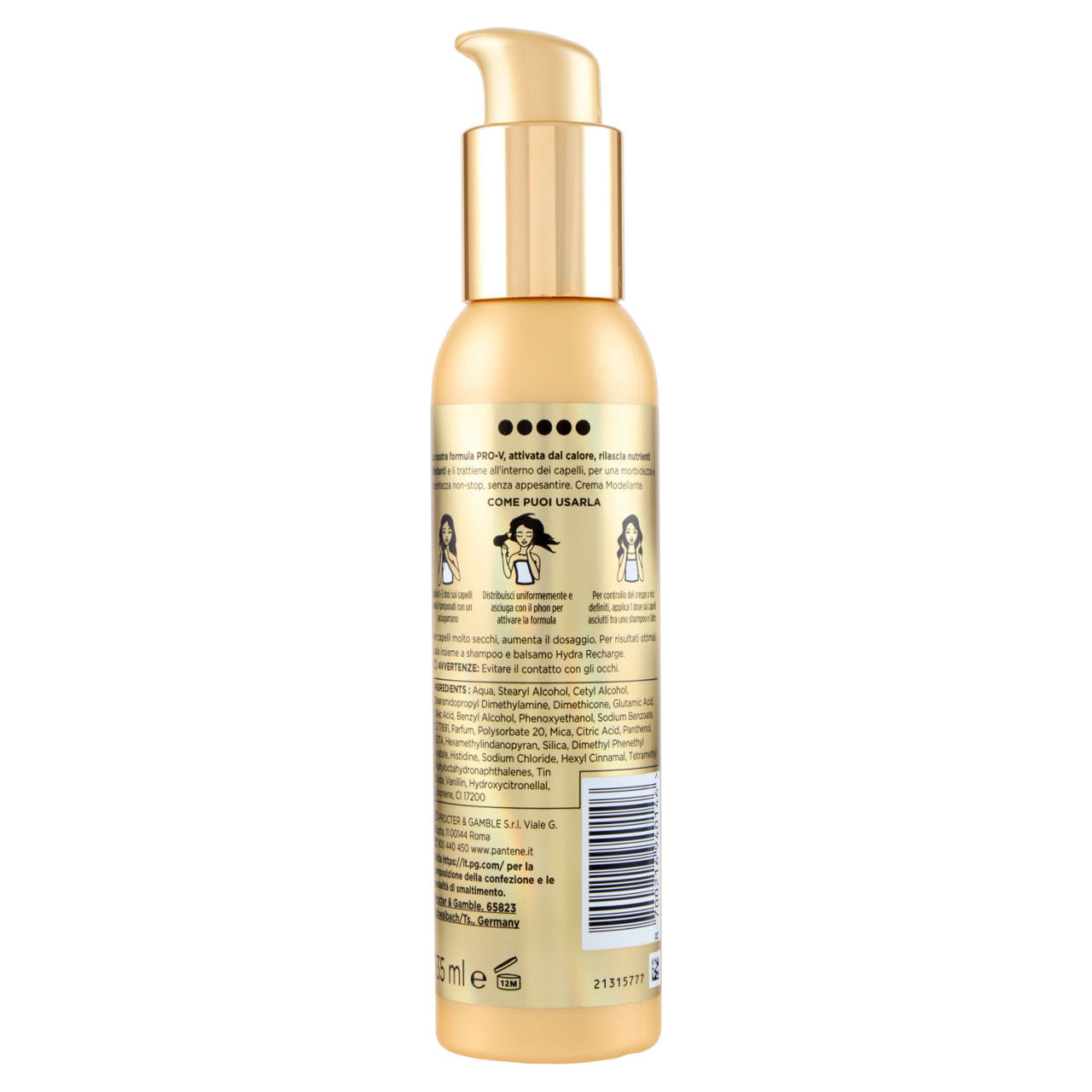Crema termo-attiva senza risciacquo Pantene hydra recharge heat & glow 135 ml