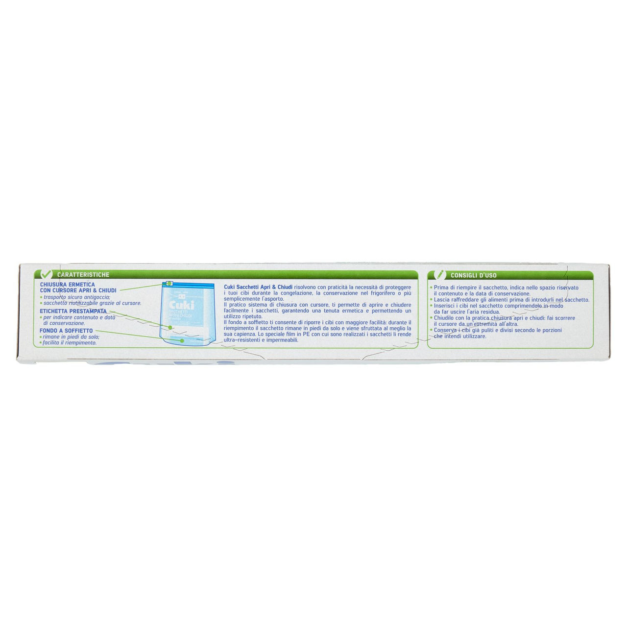 Cuki Conserva Sacchetti Apri & Chiudi ermetici Formato Grande - 3L- 27 x 25 cm 10 pz