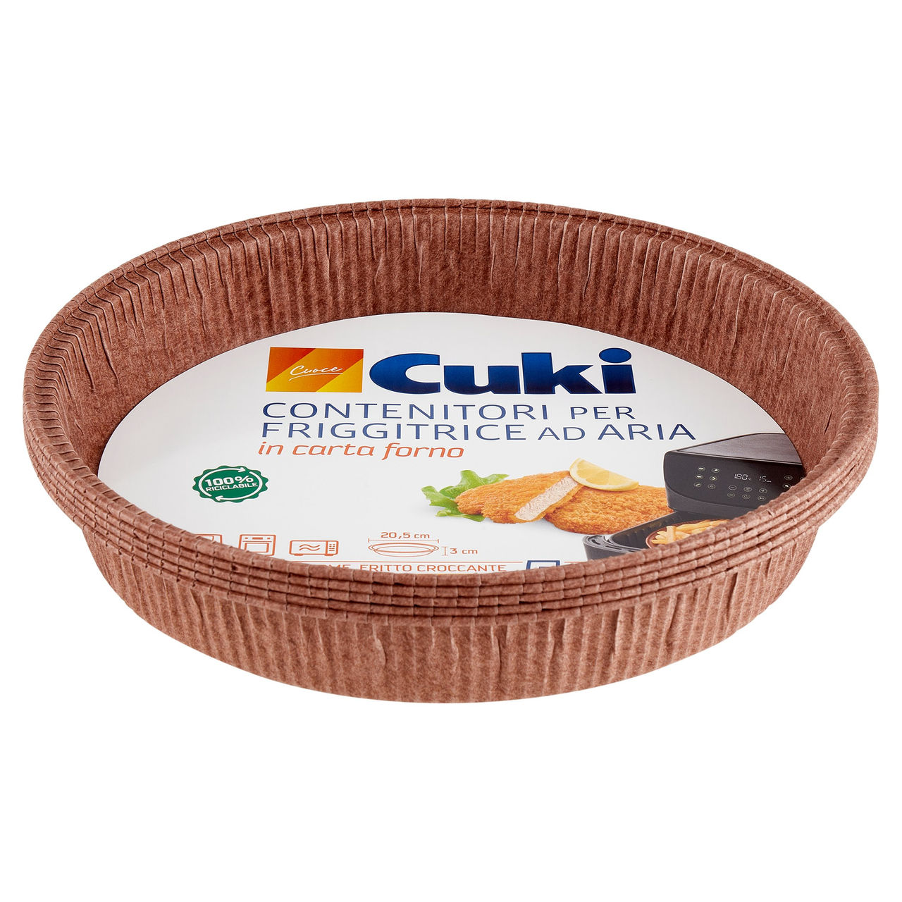 Cuki Cuoce Contenitori per Friggitrice ad Aria in carta forno 20,5 cm x 3 cm 5 pz