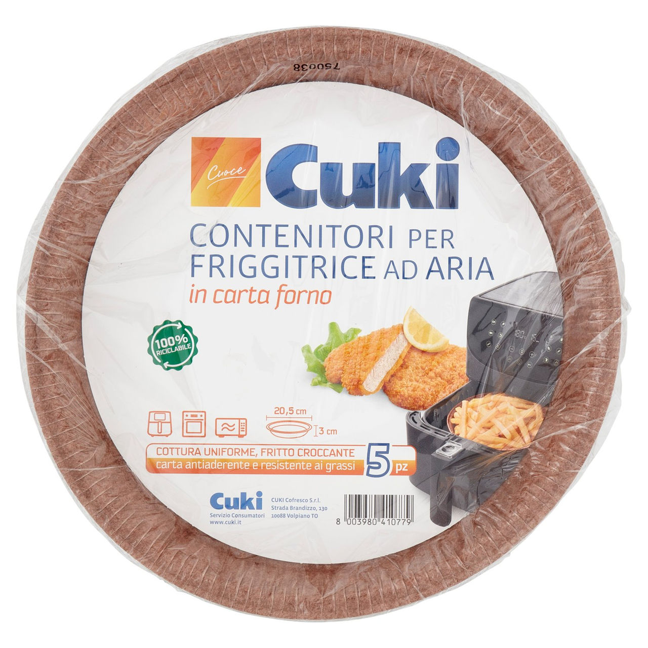 Cuki Cuoce Contenitori per Friggitrice ad Aria in carta forno 20,5 cm x 3 cm 5 pz