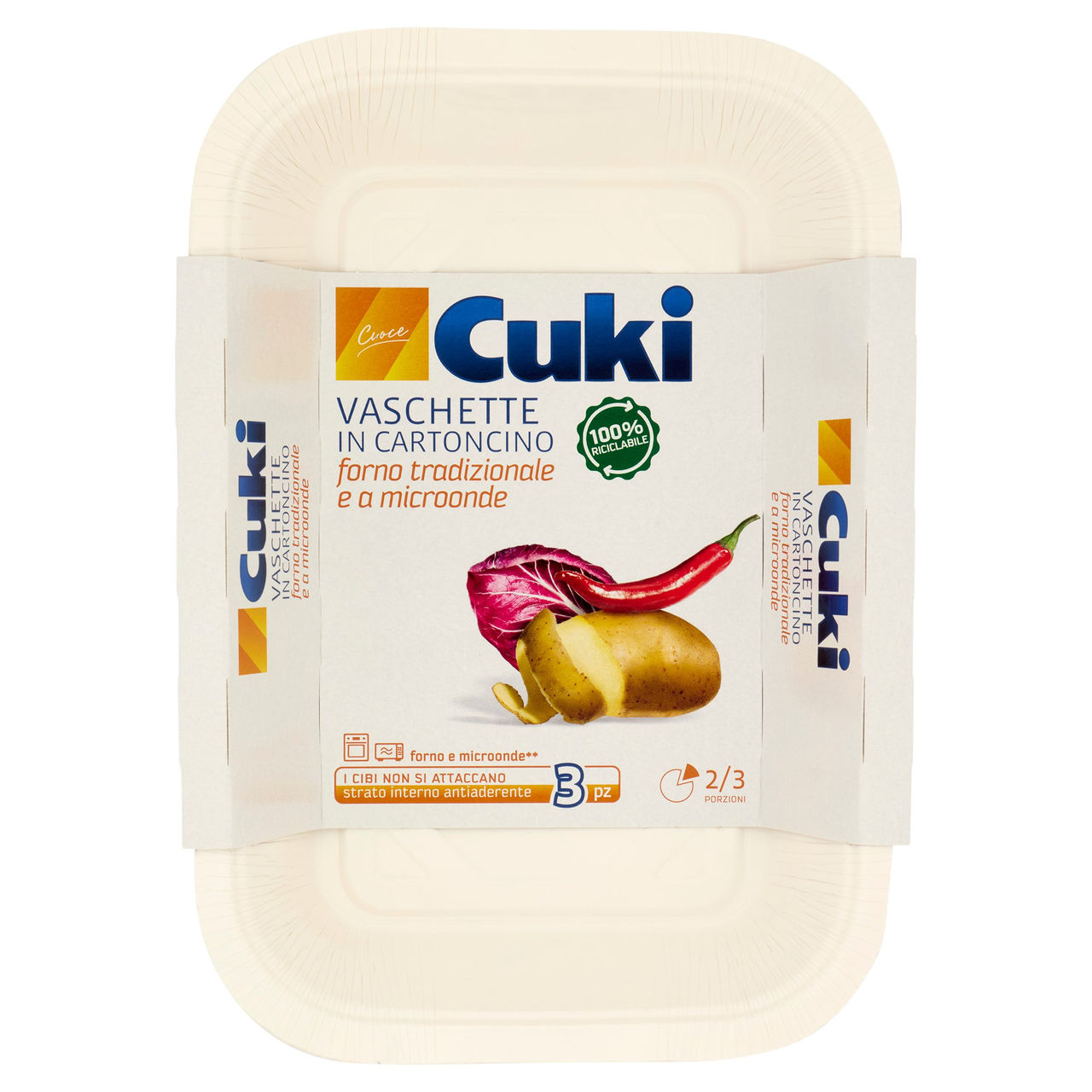 Cuki Cuoce Vaschette in Cartoncino 2/3 Porzioni 3 pz