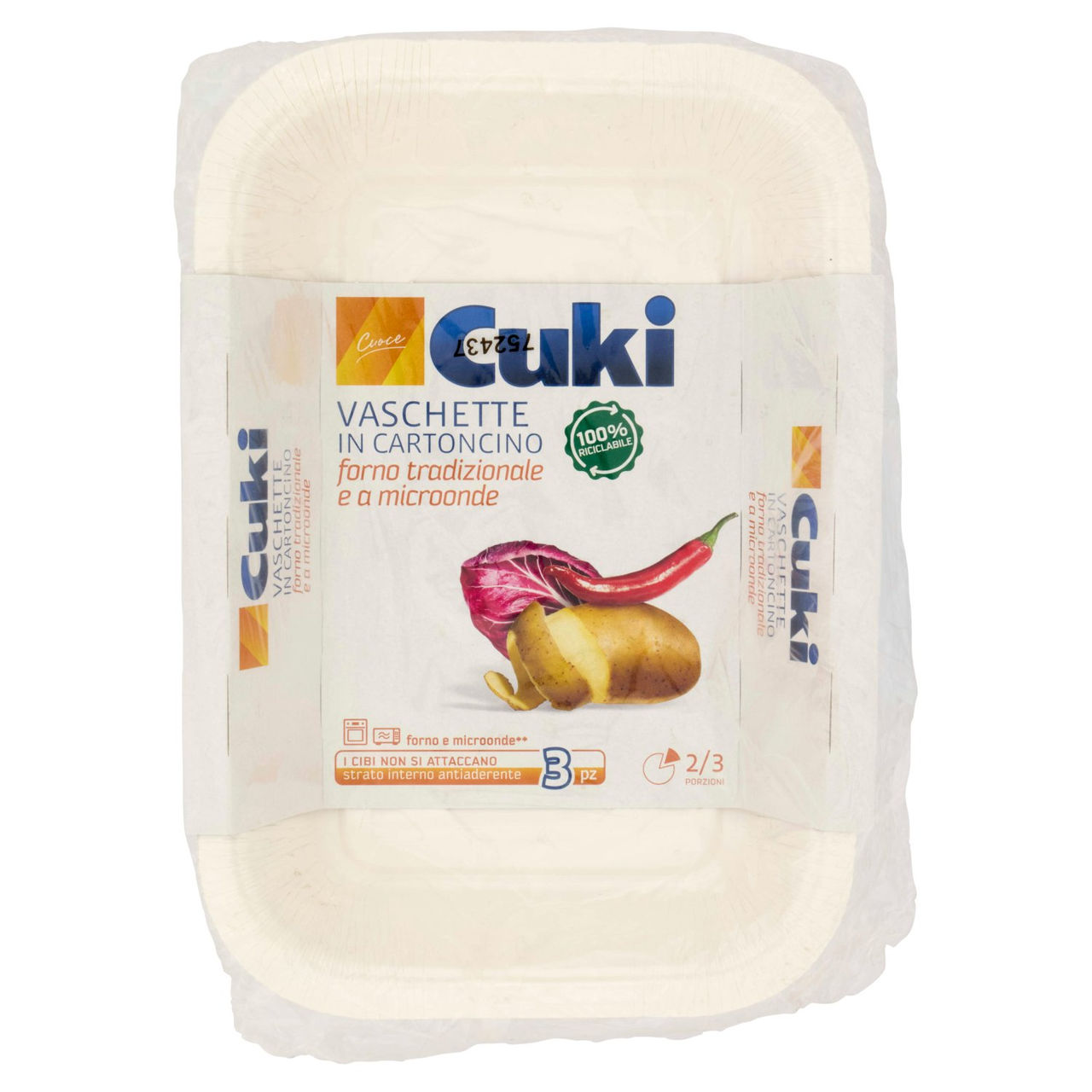 Cuki Cuoce Vaschette in Cartoncino 2/3 Porzioni 3 pz