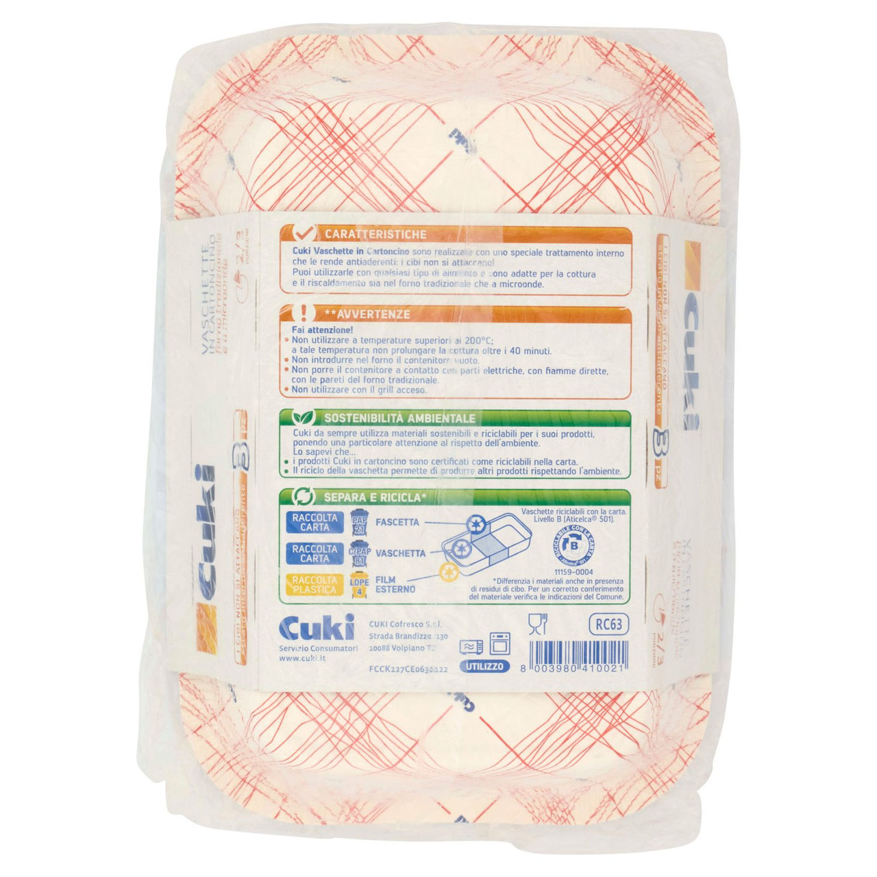 Cuki Cuoce Vaschette in Cartoncino 2/3 Porzioni 3 pz