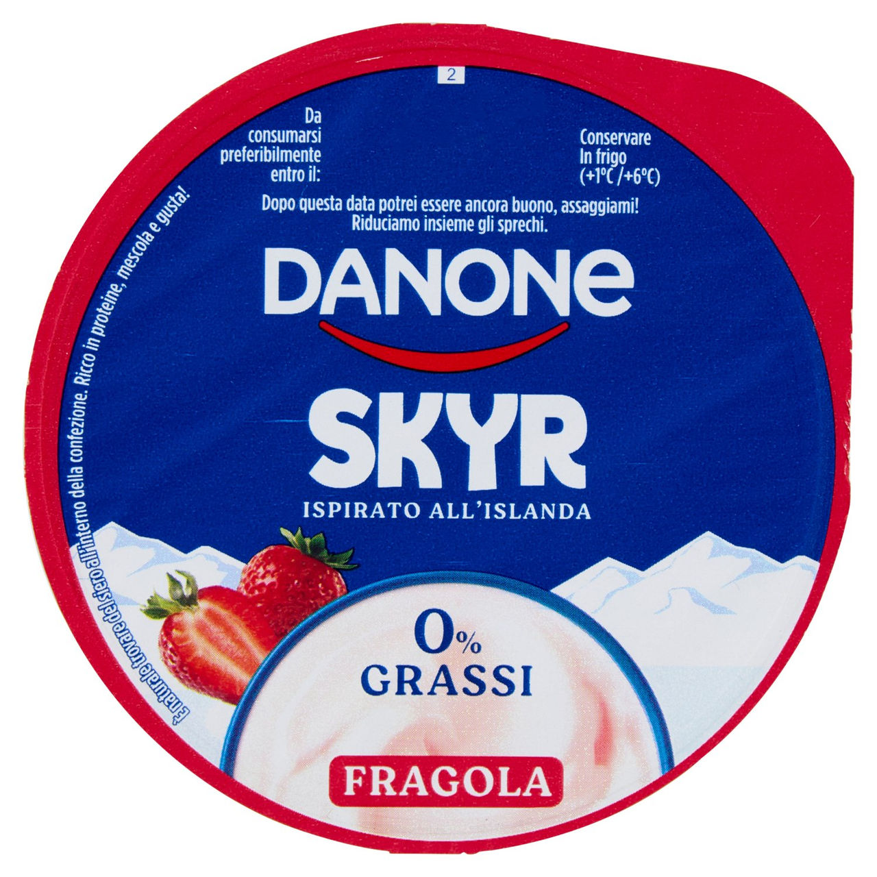 DANONE Skyr, Yogurt ispirato all'Islanda, 0% grassi, Cremoso, Ricco in Proteine, Fragola,150g