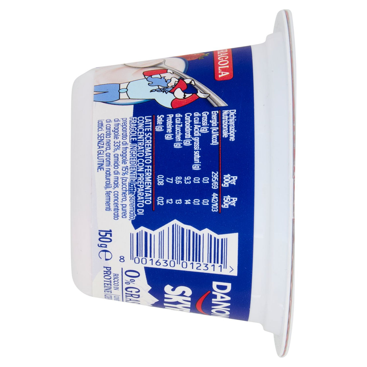 DANONE Skyr, Yogurt ispirato all'Islanda, 0% grassi, Cremoso, Ricco in Proteine, Fragola,150g