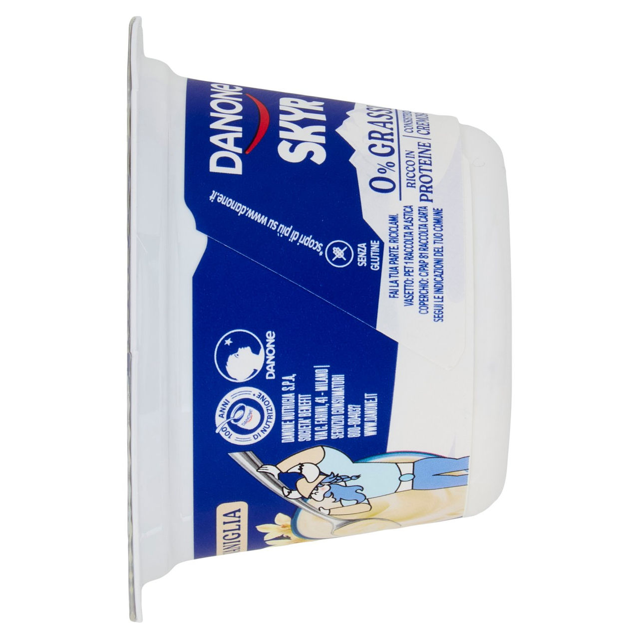 DANONE Skyr, Yogurt ispirato all'Islanda, 0% grassi, Cremoso, Ricco in Proteine, Vaniglia, 150g