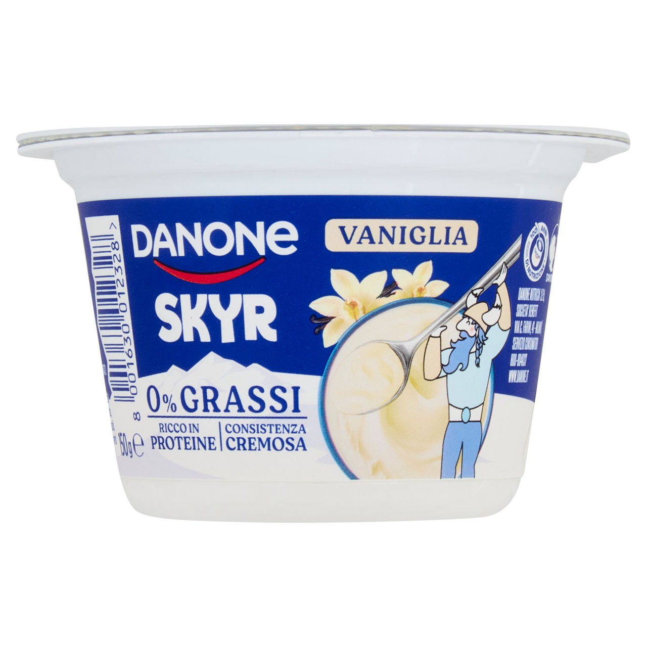 DANONE Skyr, Yogurt ispirato all'Islanda, 0% grassi, Cremoso, Ricco in Proteine, Vaniglia, 150g