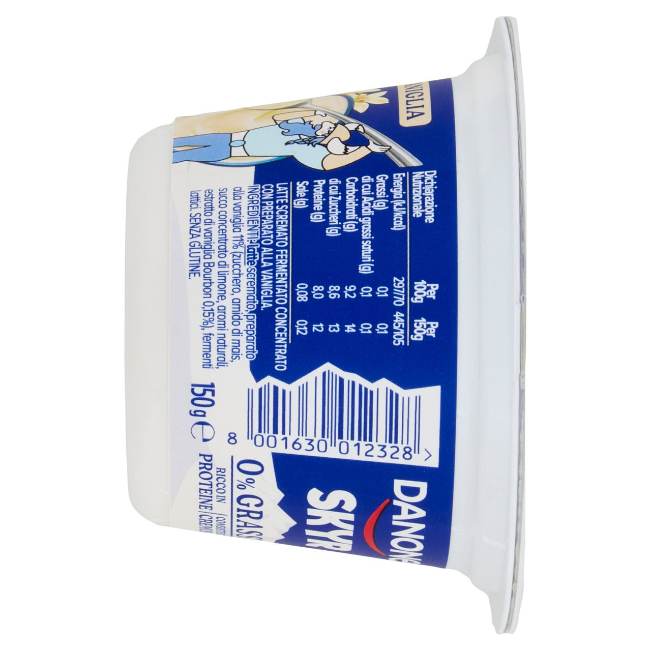 DANONE Skyr, Yogurt ispirato all'Islanda, 0% grassi, Cremoso, Ricco in Proteine, Vaniglia, 150g