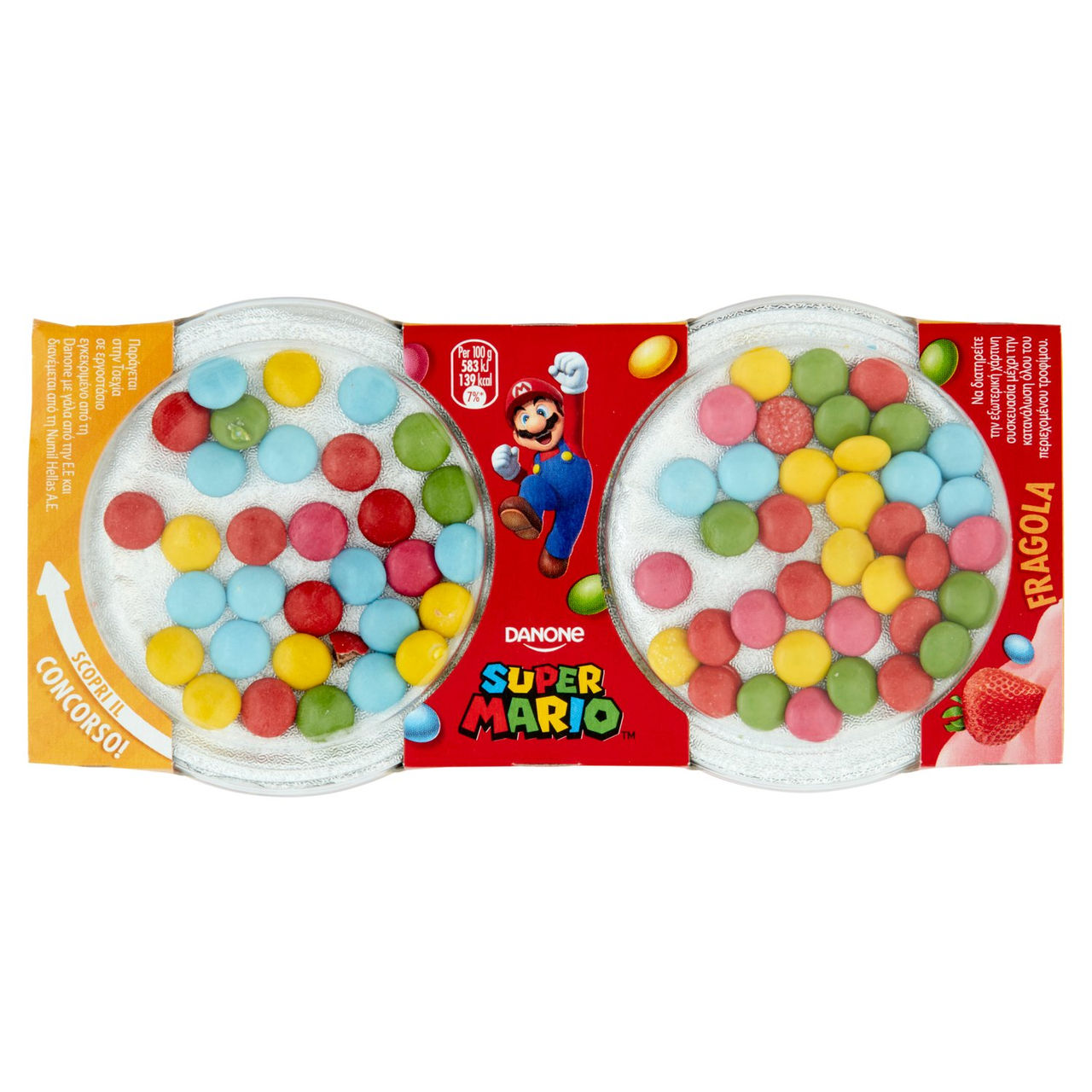 Danone Super Mario, Yogurt gusto Fragola con Confettini, 2x110g