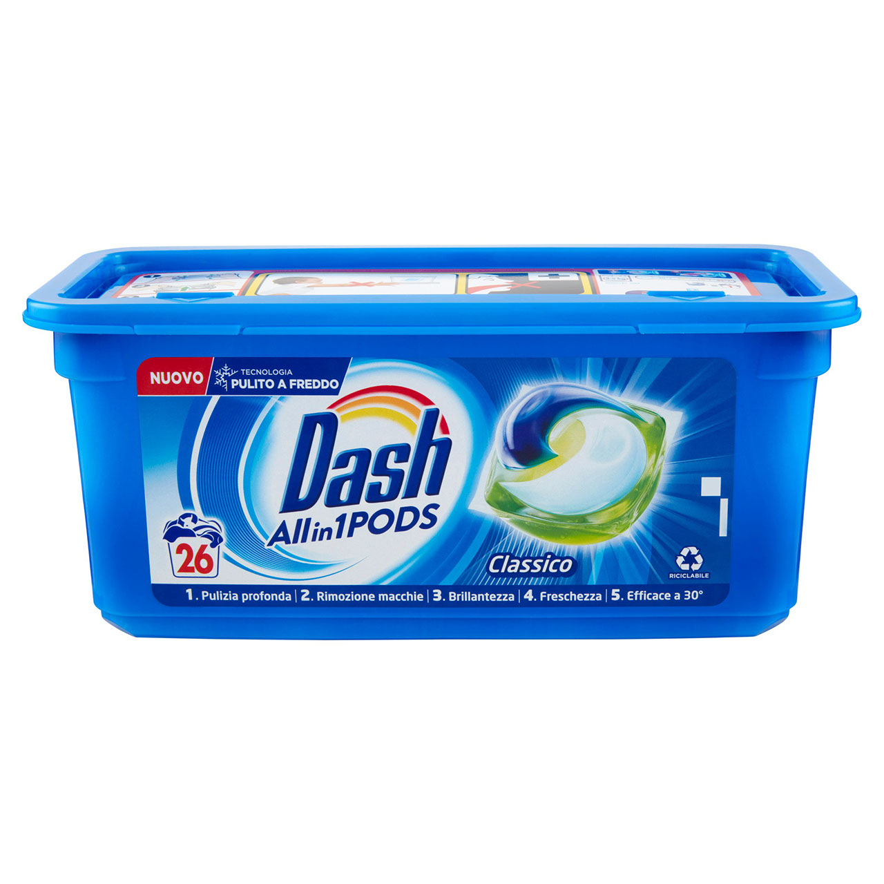 Dash PODS Allin1 Detersivo Lavatrice in Capsule per Bucato Classico 26 Lavaggi 655,2 g