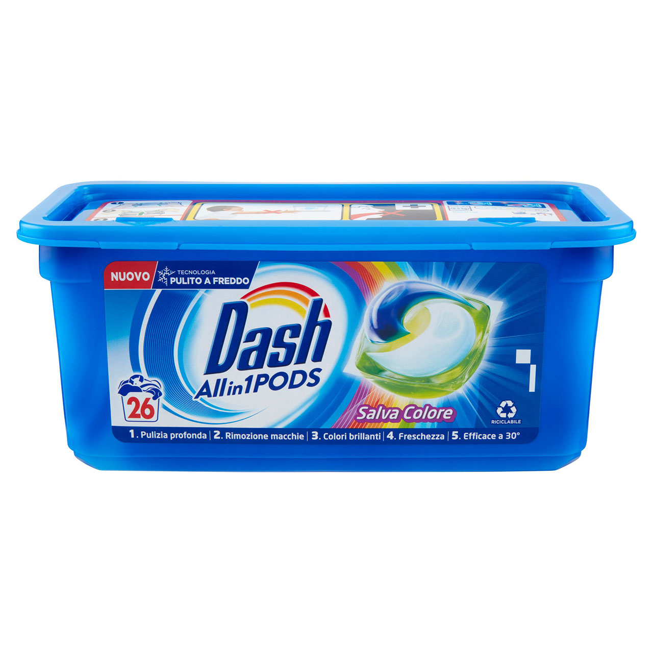 Dash PODS Allin1 Detersivo Lavatrice in Capsule per Bucato Salva Colore 26 Lavaggi 618,8 g