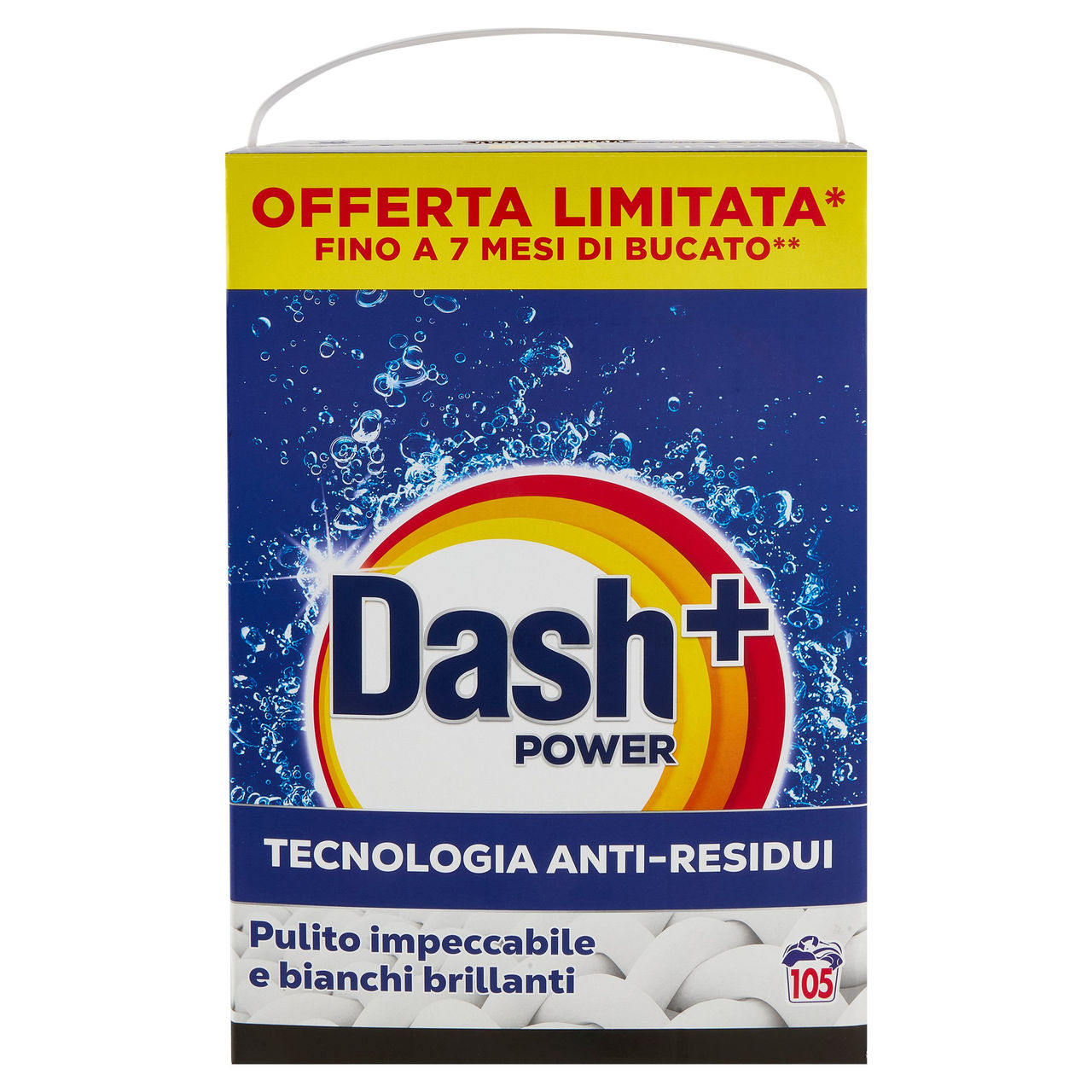 Dash Power Detersivo Lavatrice in Polvere, Tecnologia Anti-Residui, 105 Lavaggi 5250 g