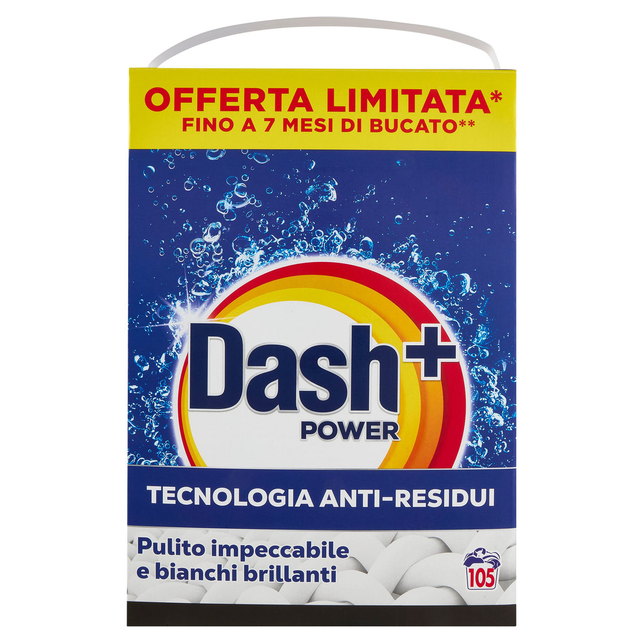 Dash Power Detersivo Lavatrice in Polvere, Tecnologia Anti-Residui, 105 Lavaggi 5250 g