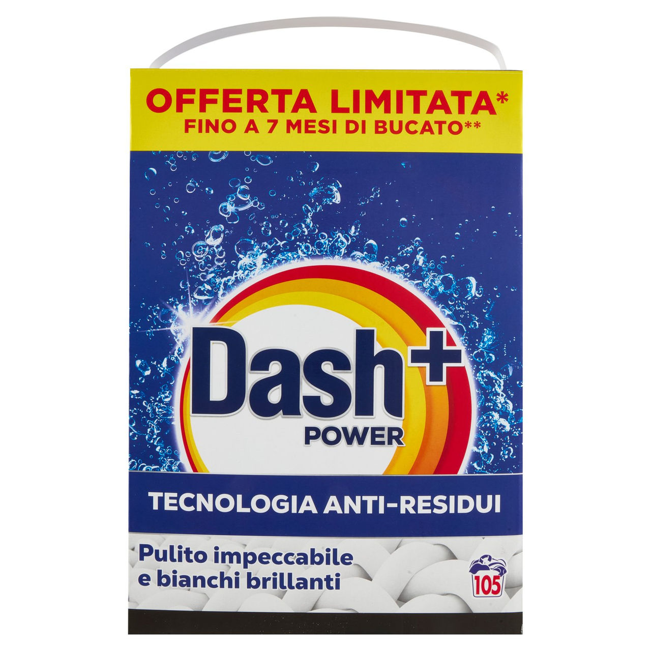 Dash Power Detersivo Lavatrice in Polvere, Tecnologia Anti-Residui, 105 Lavaggi 5250 g