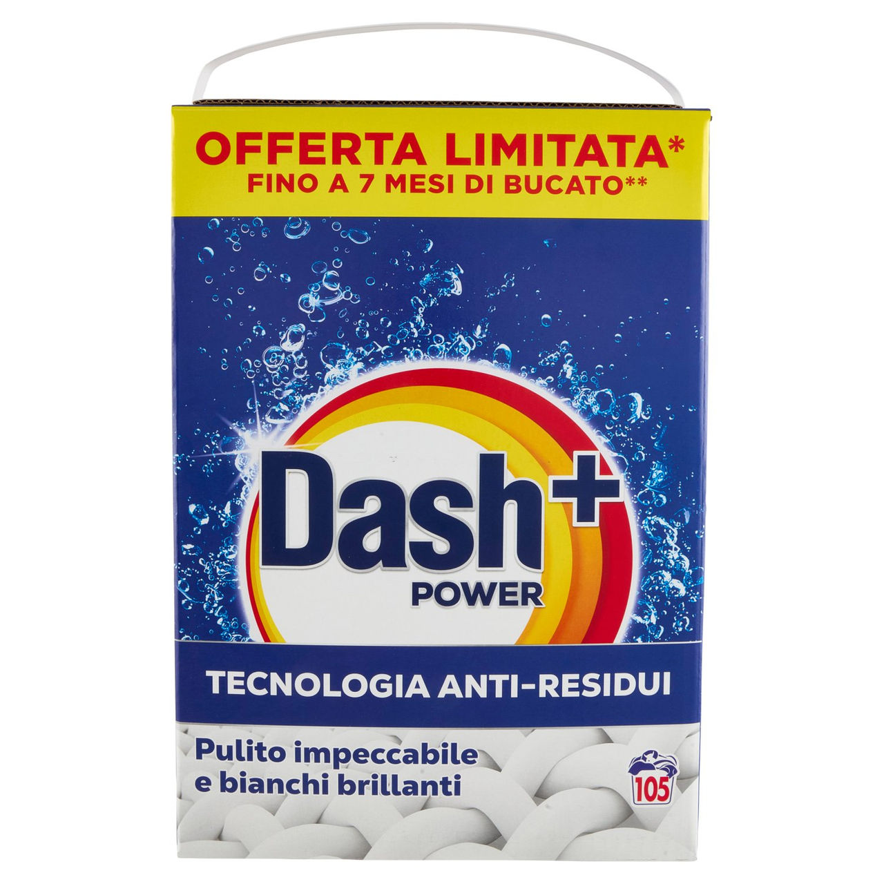 Dash Power Detersivo Lavatrice in Polvere, Tecnologia Anti-Residui, 105 Lavaggi 5250 g