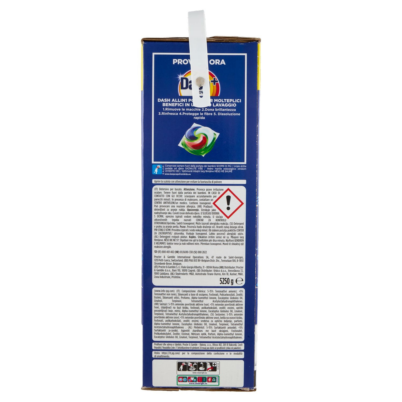 Dash Power Detersivo Lavatrice in Polvere, Tecnologia Anti-Residui, 105 Lavaggi 5250 g