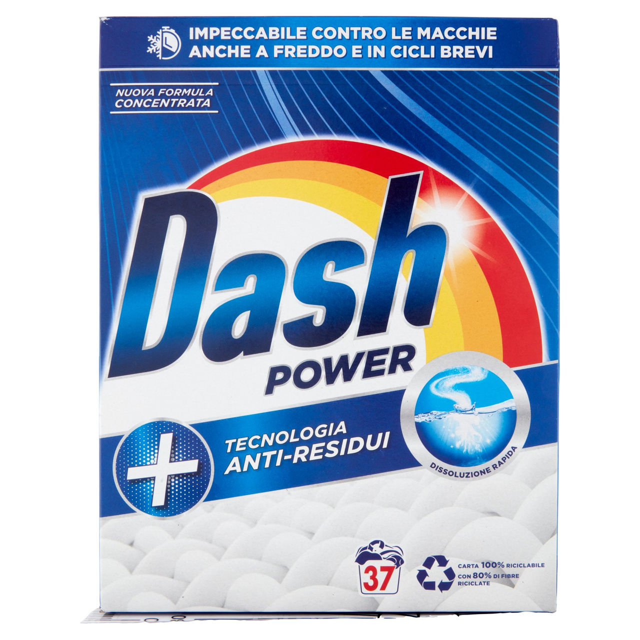 Dash Power Detersivo Lavatrice in Polvere, Tecnologia Anti-Residui, 37 Lavaggi 1850 g