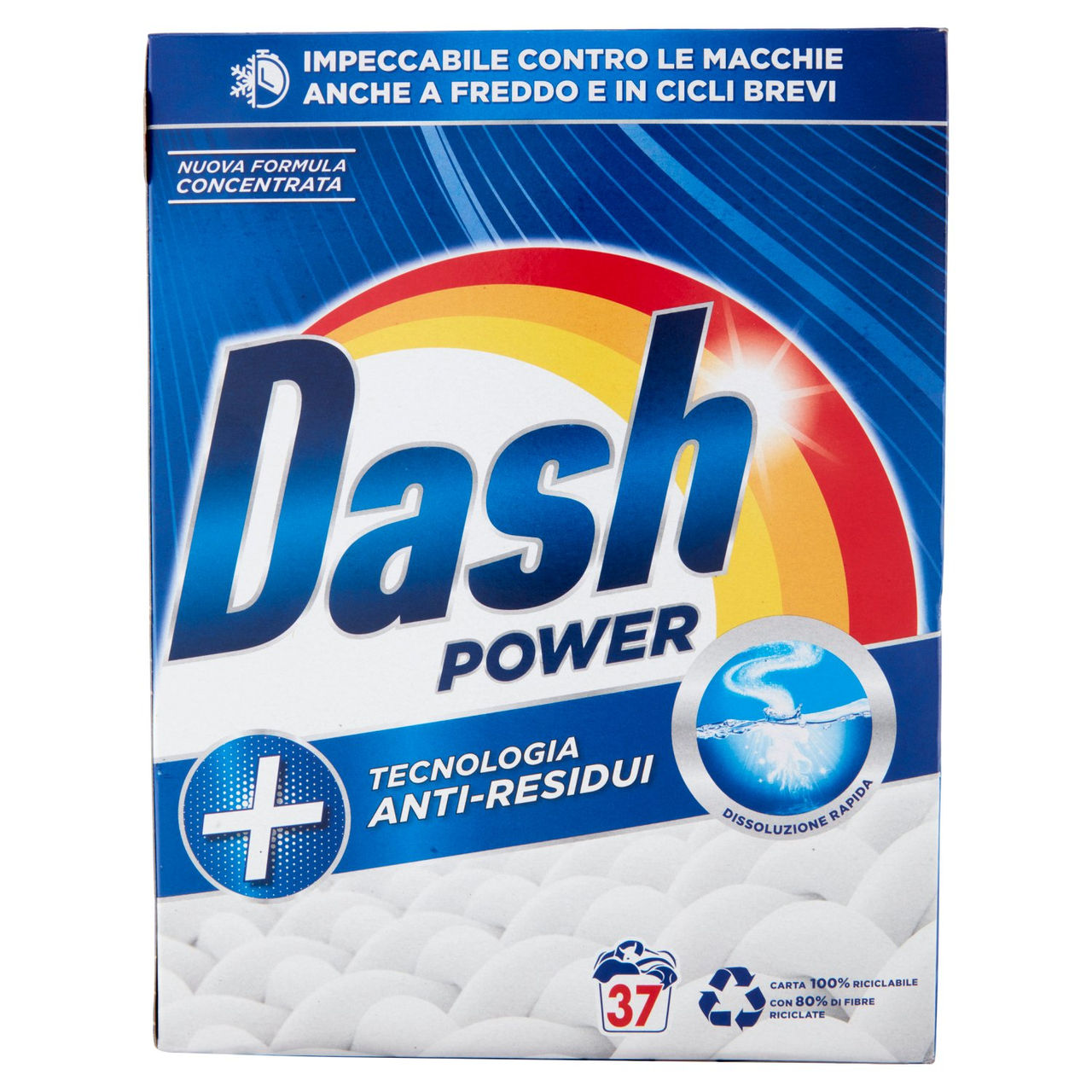 Dash Power Detersivo Lavatrice in Polvere, Tecnologia Anti-Residui, 37 Lavaggi 1850 g