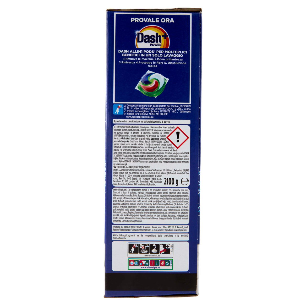 Dash Power Detersivo Lavatrice in Polvere, Tecnologia Anti-Residui, 42 Lavaggi 2100 g