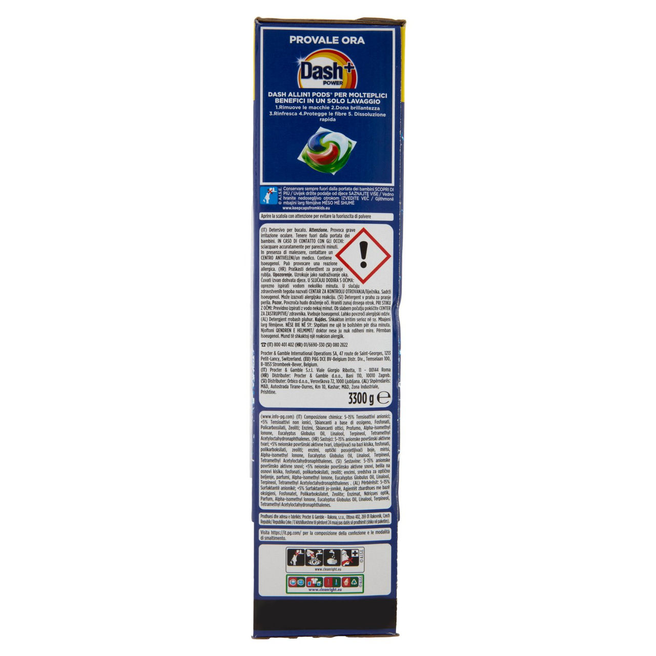 Dash Power Detersivo Lavatrice in Polvere, Tecnologia Anti-Residui, 66 Lavaggi 3300 g