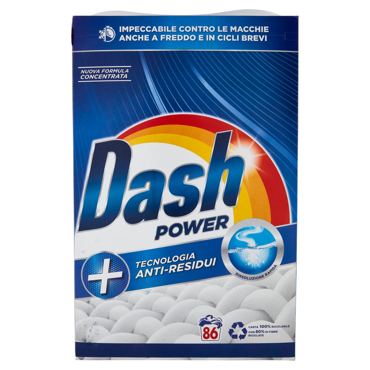 Dash Power Detersivo Lavatrice in Polvere, Tecnologia Anti-Residui, 86 Lavaggi 4300 g