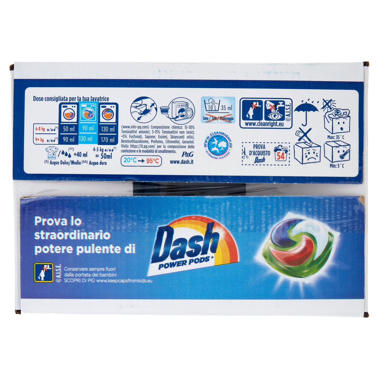 Dash Power Detersivo Liquido Lavatrice, Azione Extra-Igienizzante, 3x18 Lavaggi=54 Lavaggi 3x900ml