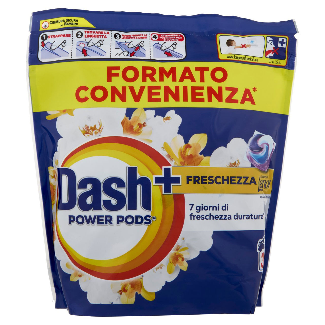 Dash Power Pods Detersivo Lavatrice Capsule   Tocco Lenor Oro e Fiori di Vaniglia, 38 Lavaggi 881,6