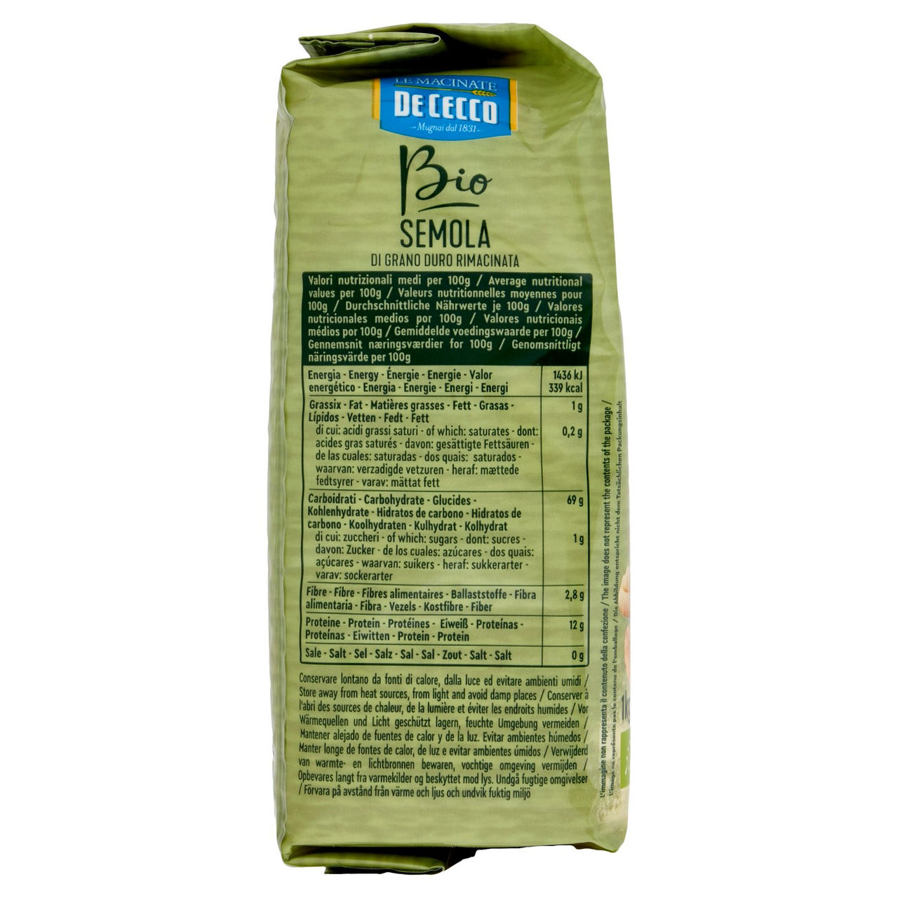 De Cecco Le Macinate Bio Semola di Grano Duro Rimacinata 1 Kg