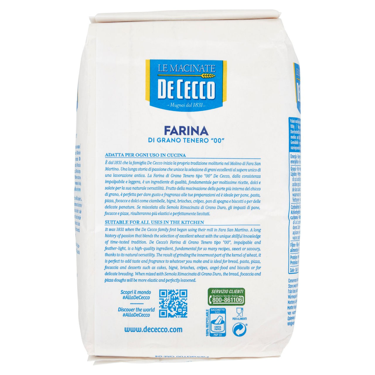 De Cecco Le Macinate Farina di Grano Tenero "00" 1 Kg
