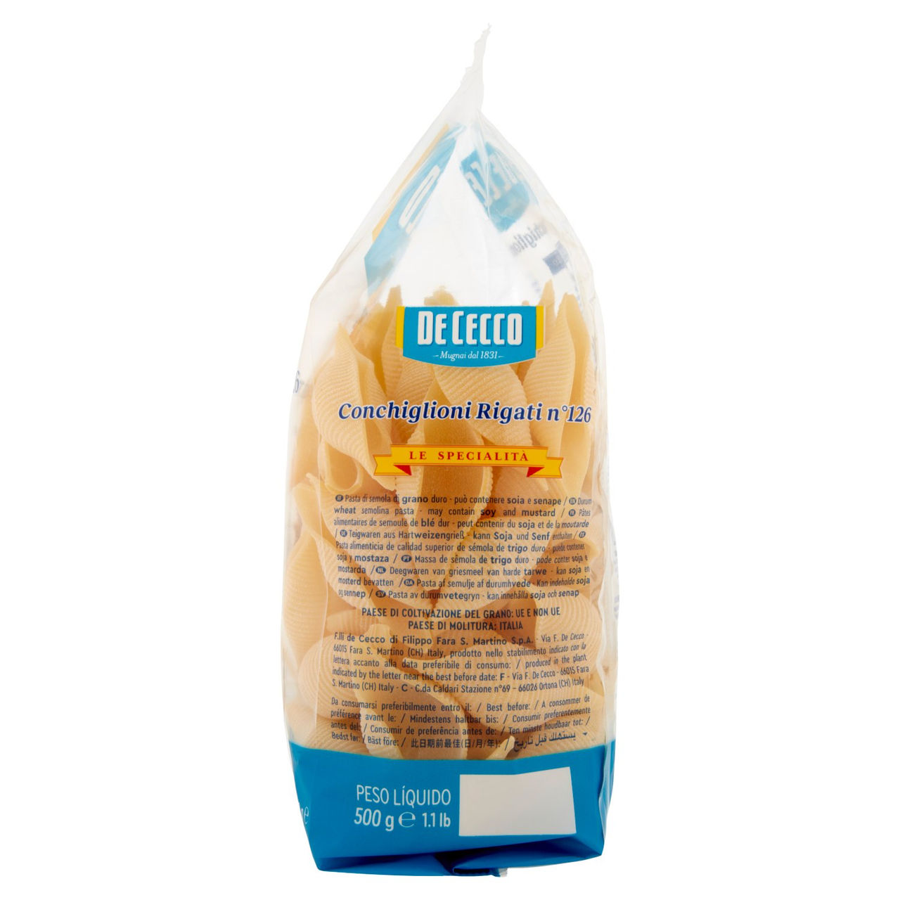De Cecco Le Specialità Conchiglioni Rigati n°126 500 g