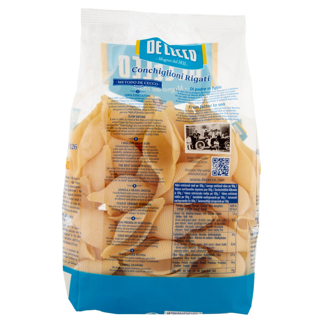 De Cecco Le Specialità Conchiglioni Rigati n°126 500 g
