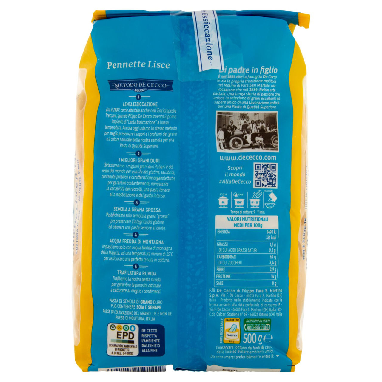 De Cecco Pennette Lisce n°140 500 g