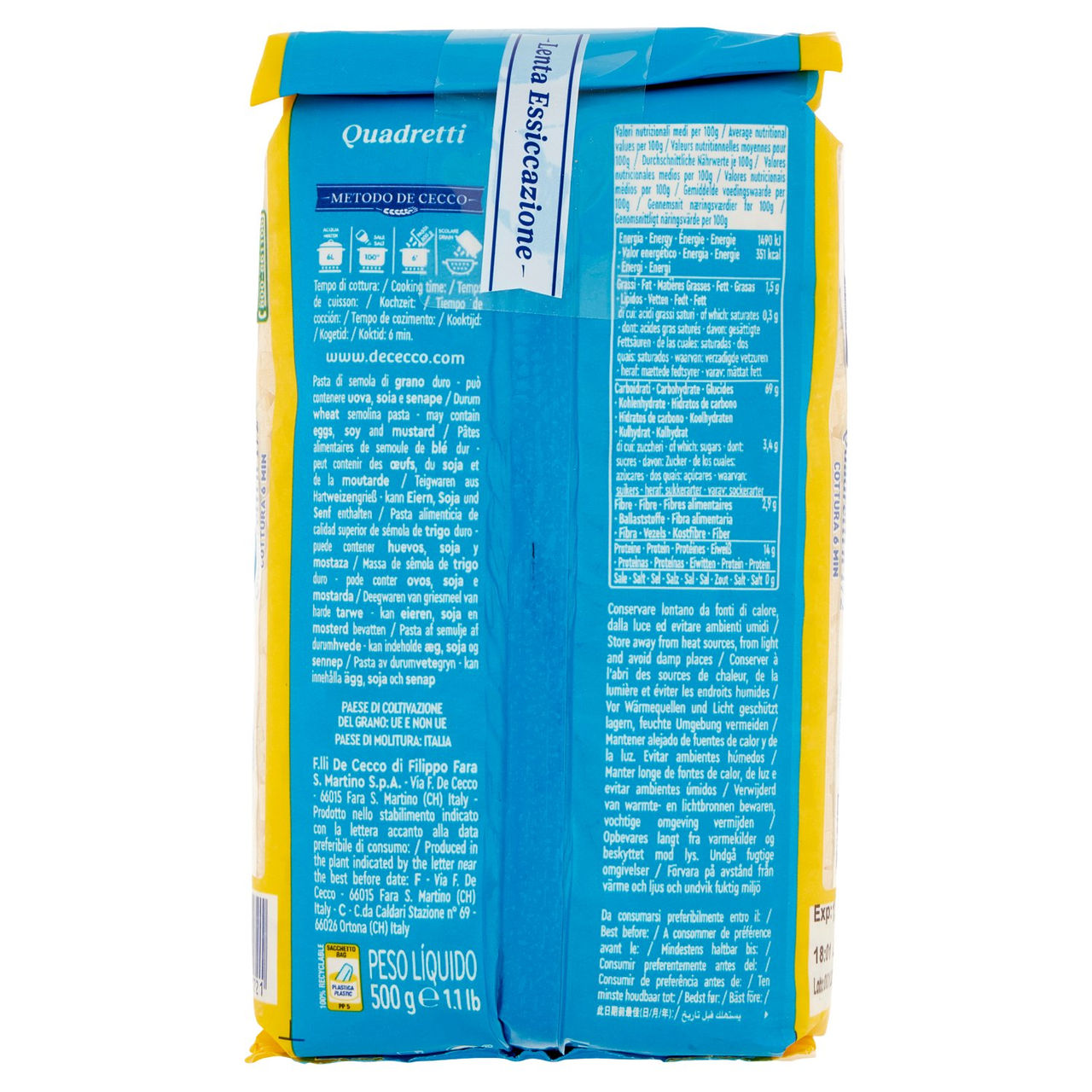De Cecco Quadretti n°172 500 g