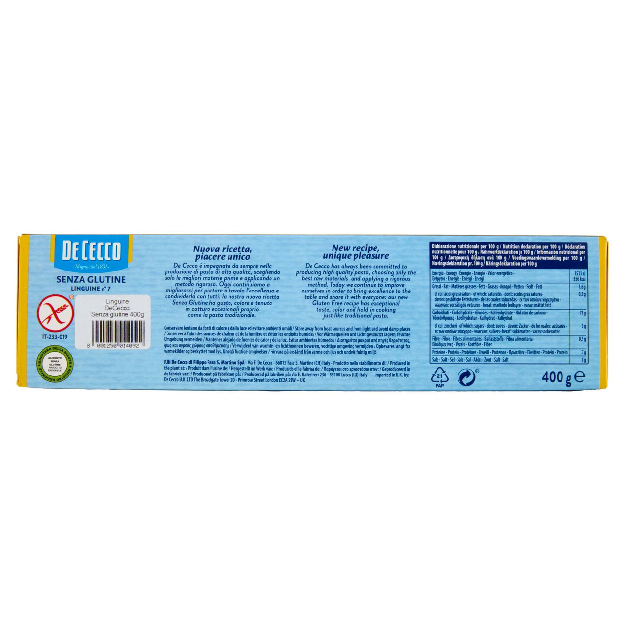 De Cecco Senza Glutine Linguine n°7 400 g