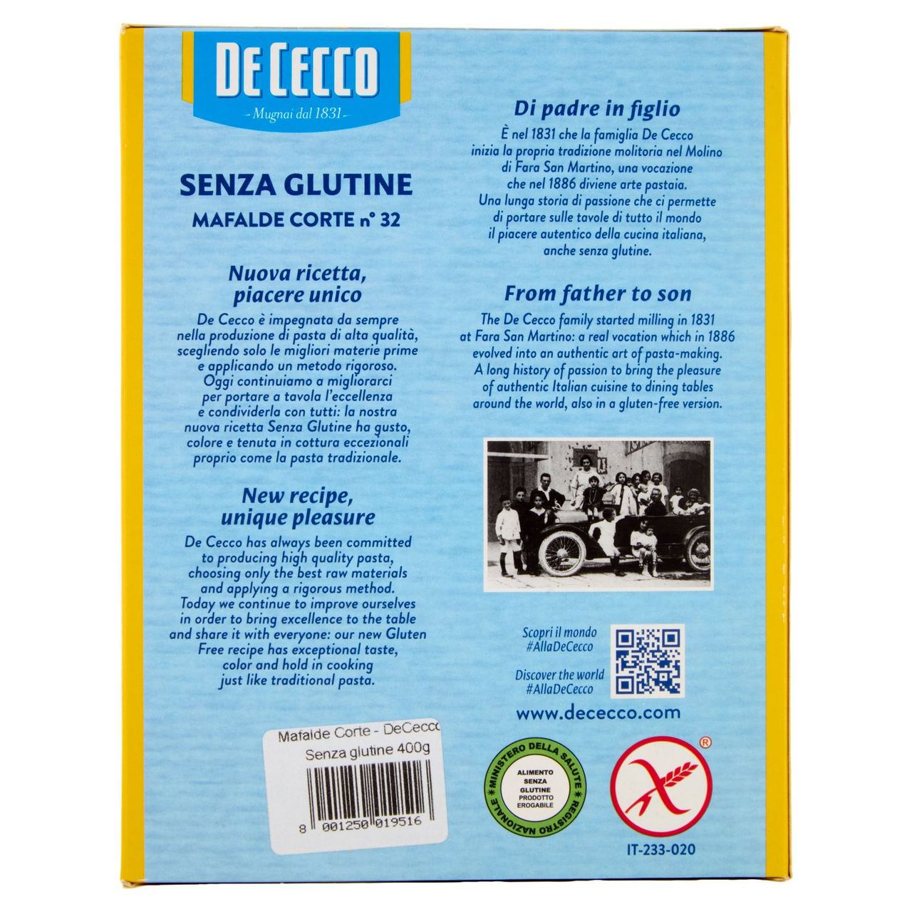 De Cecco Senza Glutine Mafalde Corte n°32 400 g